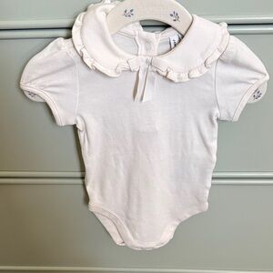 Janie and Jack Cream Baby Bodysuit with Blue Embroidery. New never worn